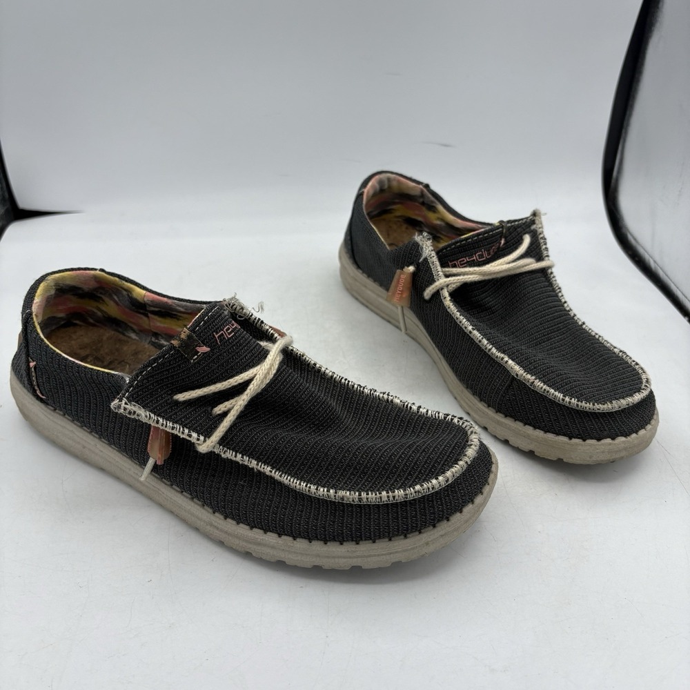Hey Dude Shoes Womens Size 10 Wendy Eco Sox Black Casual Boat Loafers